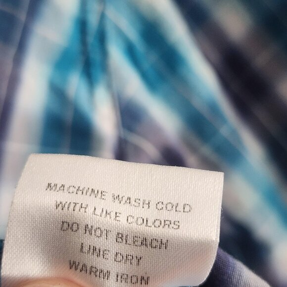 Moonshine Spirit Shirt Mens Medium Blue Plaid Short Sleeve Western Pearl Snap - Picture 8 of 11